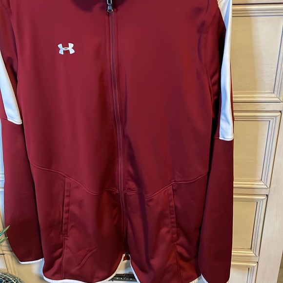 Under Armour mens XL Cranberry color block track zip light jacket - Picture 4 of 7